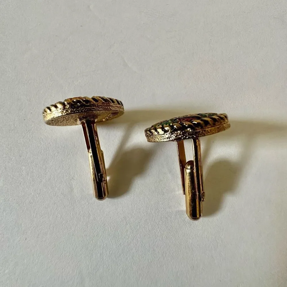 Sarah Coventry mosaic enamel vintage cufflinks